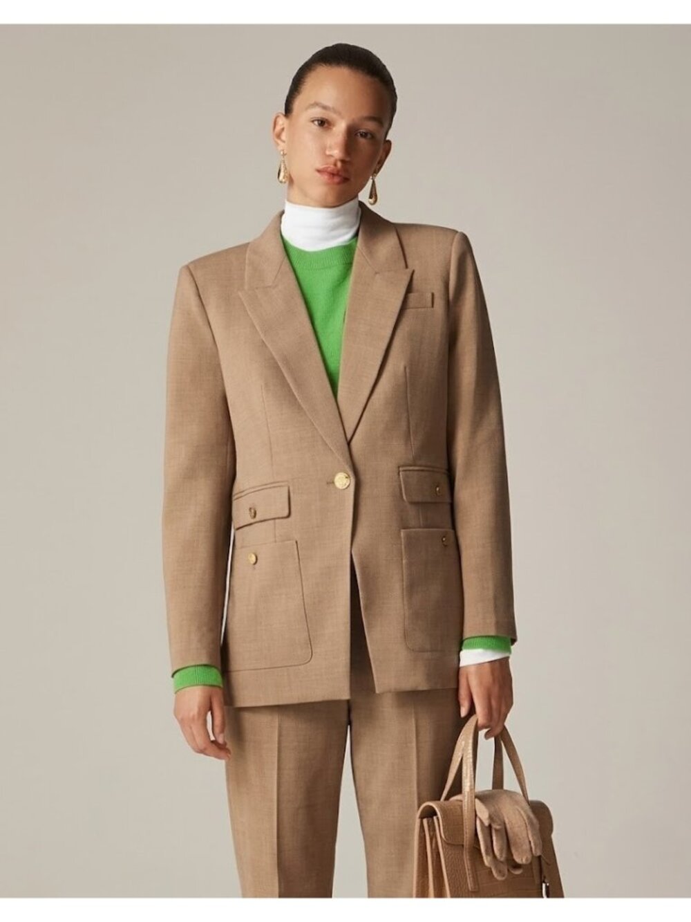 NWT J.Crew Vivienne Blazer in Soft Brown Italian Bi-stretch Wool Blend Jacket 4